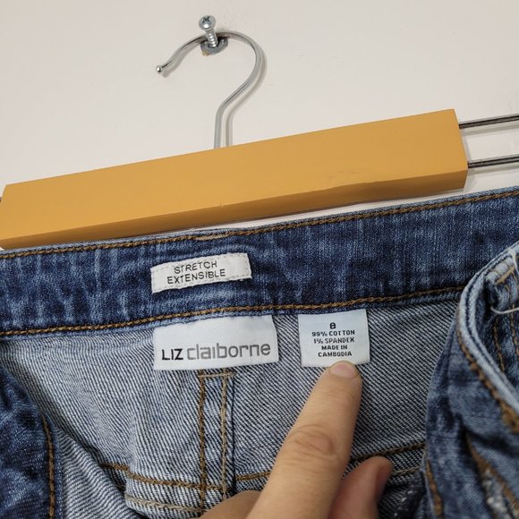 Liz Claiborne Denim Blue Jeans Stretch Straight Leg Classic Casual Womens 8 - Picture 13 of 14